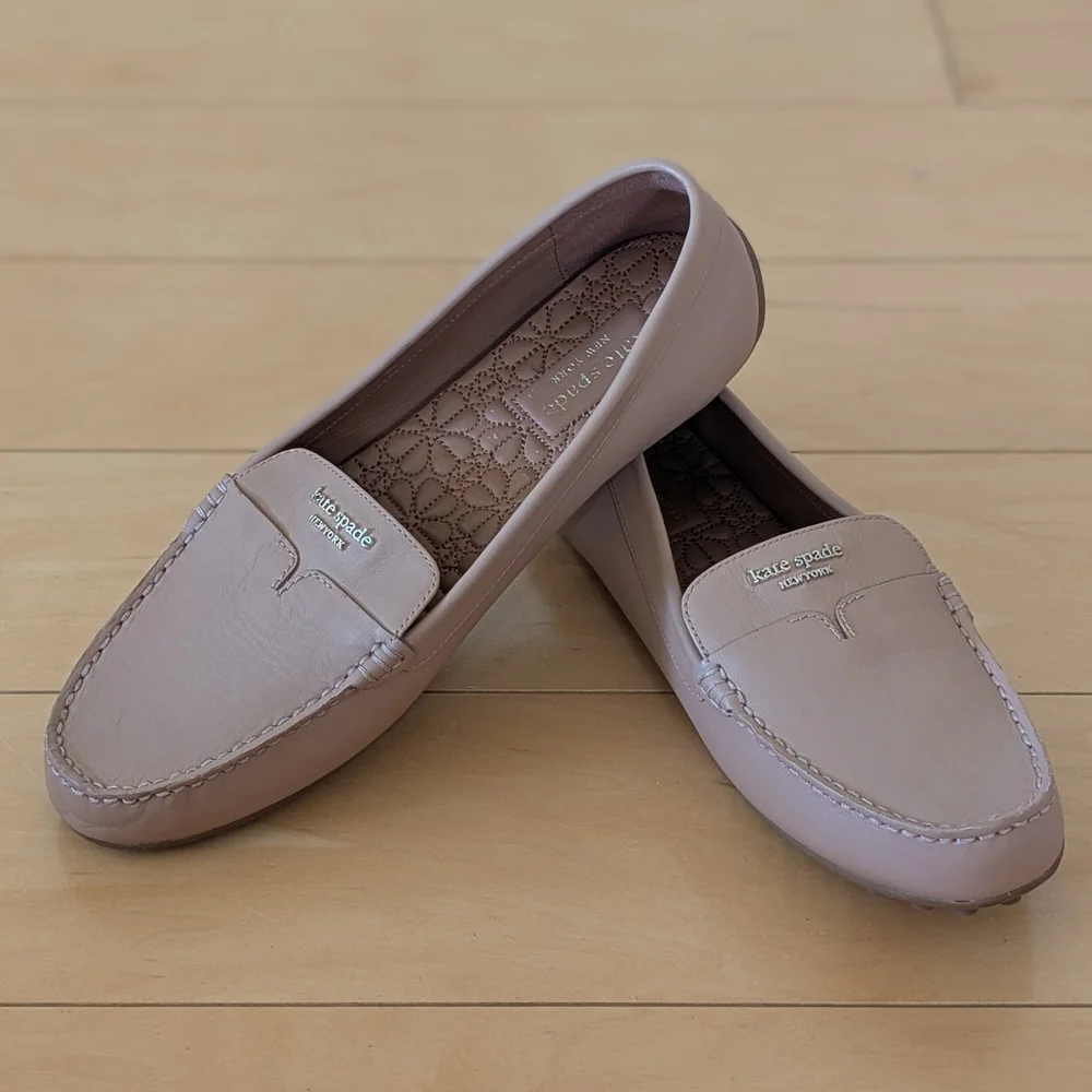 Kate Spade Leather Loafers Tan Made in Italy Flats 10.5-11 NWOT